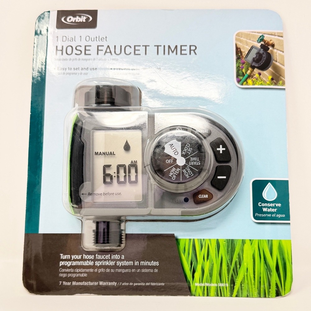 Orbit 56619 1-Dial 1-Outlet Digital Hose Faucet Timer Gray Green 2014 New